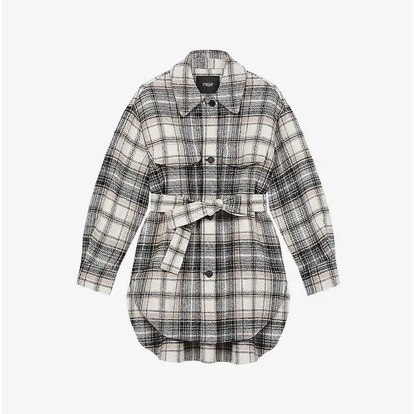 🔥❤️🔥MAJE Gavinima check-print Plaid Wool Blend Shirt Jacket size S🔥❤️🔥 - Picture 6 of 14